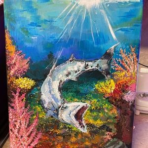 11 x 14 Original Acrylic Painting: Barracuda